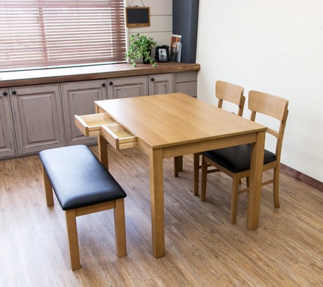 引き出し付フリーテーブル 110×70 BR/NA】 ダイニング ダイニングテーブル